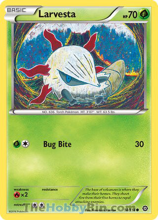 Larvesta #14/114 Common - Steam Siege Pokemon card