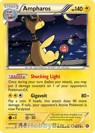 0040 Ampharos Holo Rare Steam Siege