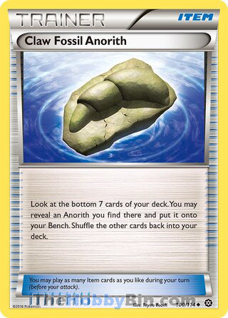 Claw Fossil Anorith #100/114 Uncommon - Steam Siege Pokemon card