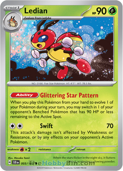 Ledian #3/142 Rare - Stellar Crown Pokemon card