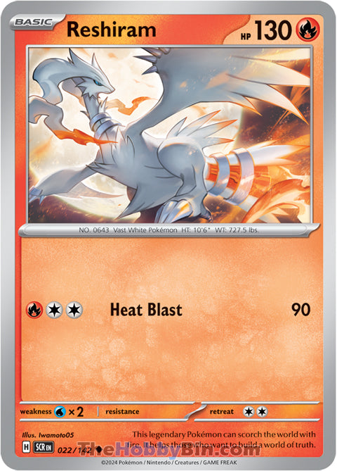 Reshiram #22/142 Uncommon - Stellar Crown Pokemon card