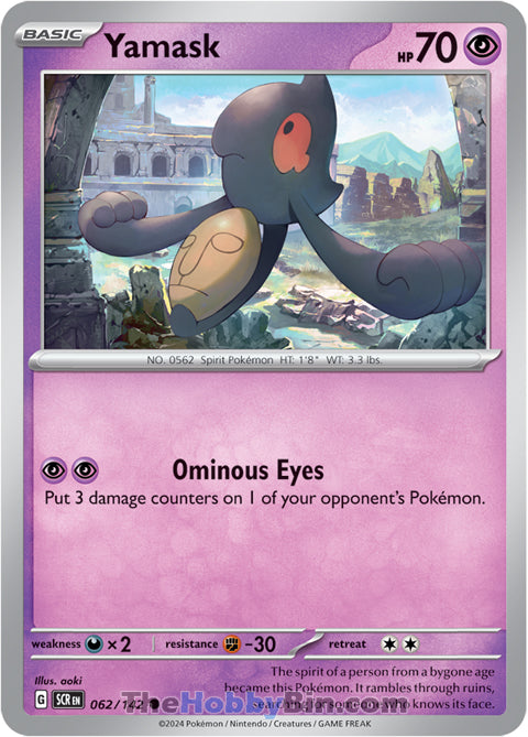 Yamask #62/142 Common - Stellar Crown Pokemon card