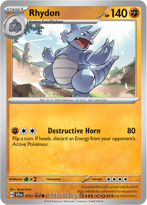 Rhydon #75/142 Common - Stellar Crown Pokemon card