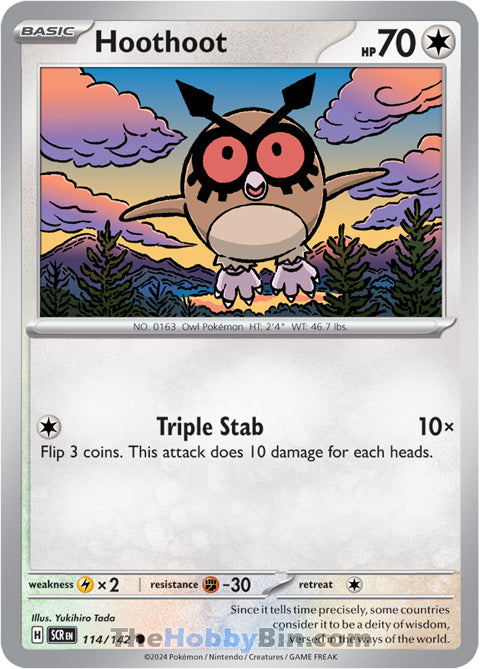 Hoothoot #114/142 Common - Stellar Crown Pokemon card