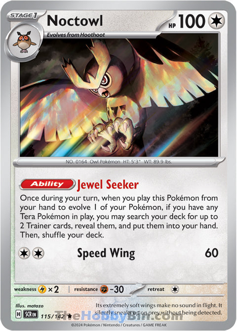 Noctowl #115/142 Rare - Stellar Crown Pokemon card