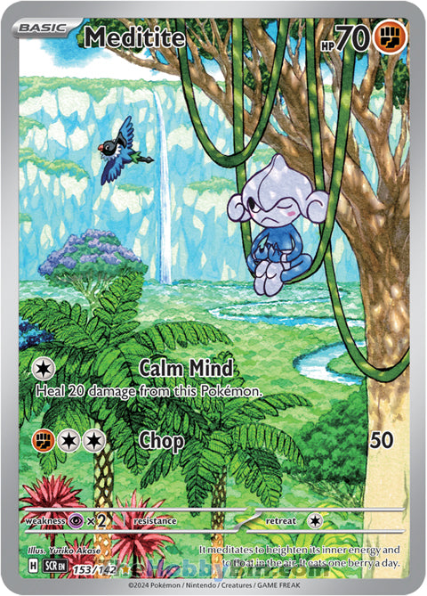 Meditite #153/142 Illustration Rare - Stellar Crown Pokemon card