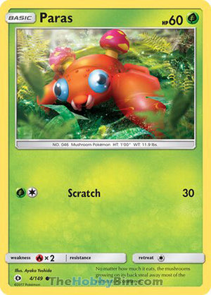 0004 Paras Common Sun & Moon Base Set