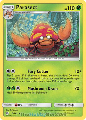 0005 Parasect Rare Sun & Moon Base Set