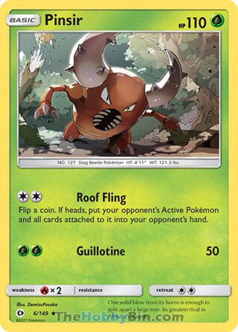 Pinsir #6/149 Uncommon - Sun & Moon Base Set Pokemon card
