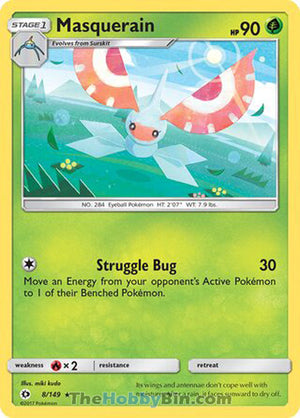 0008 Masquerain Rare Sun & Moon Base Set