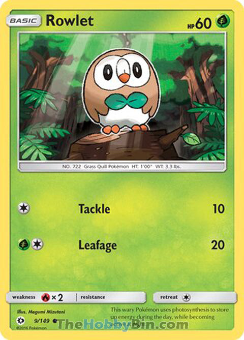 Rowlet #9/149 Common - Sun & Moon Base Set Pokemon card