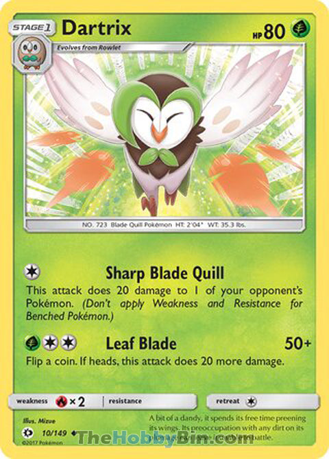 Dartrix #10/149 Uncommon - Sun & Moon Base Set Pokemon card