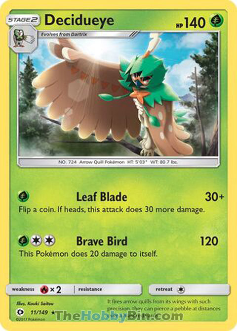 Decidueye Sun & Moon Rare #11/149