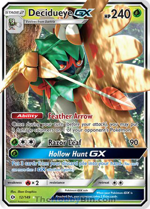 Decidueye GX #12/149 Ultra Rare - Sun & Moon Base Set Pokemon card