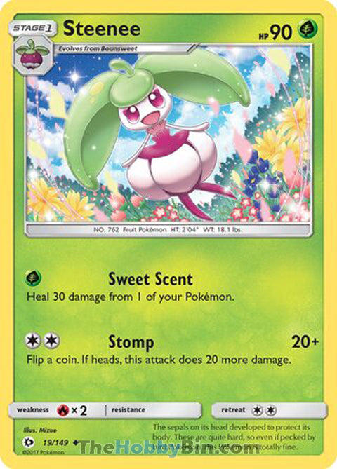 Steenee #19/149 Uncommon - Sun & Moon Base Set Pokemon card