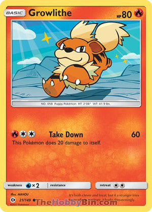 0021 Growlithe Common Sun & Moon Base Set