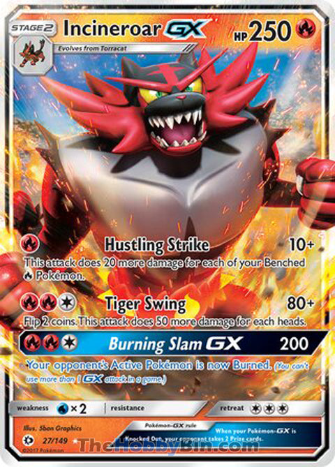 Incineroar GX Sun & Moon Ultra Rare #27/149