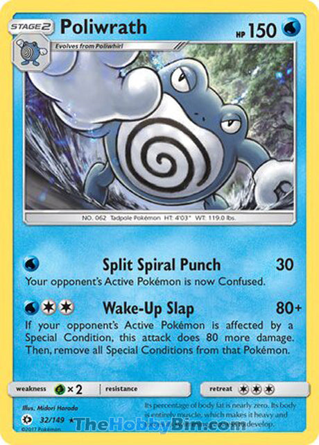 Poliwrath Sun & Moon Holo Rare #32/149