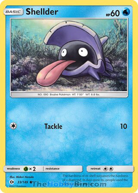 Shellder #33/149 Common - Sun & Moon Base Set Pokemon card