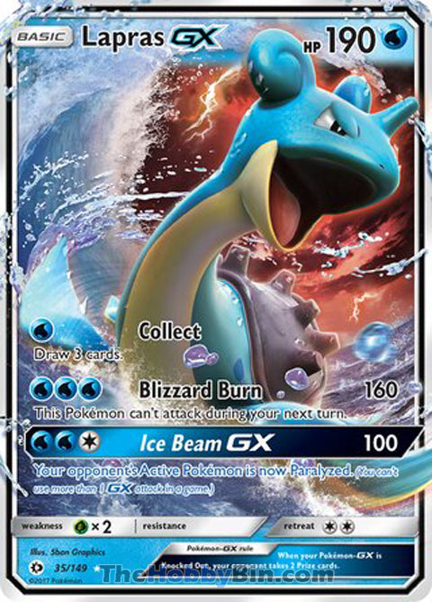 Lapras GX #35/149 Ultra Rare - Sun & Moon Base Set Pokemon card