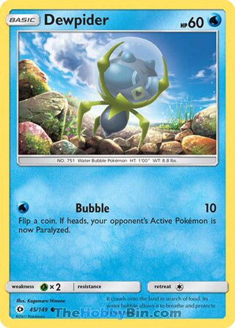 Dewpider #45/149 Common - Sun & Moon Base Set Pokemon card