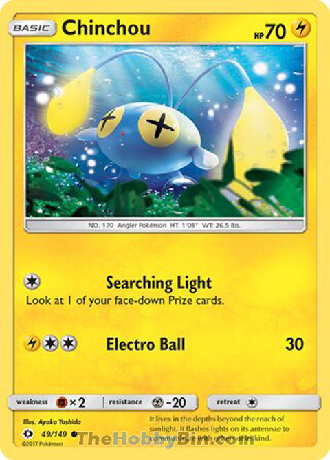 Chinchou #49/149 Common - Sun & Moon Base Set Pokemon card