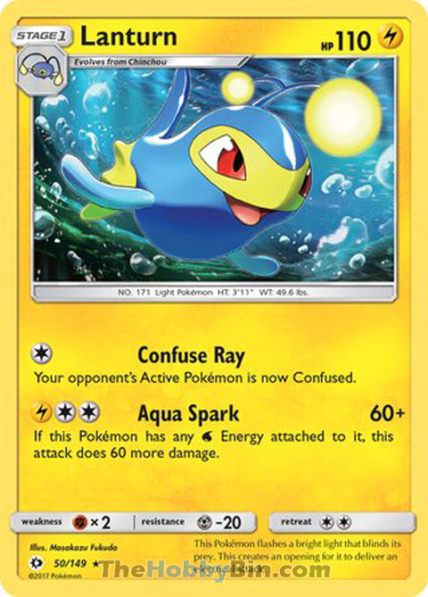 Lanturn #50/149 Rare - Sun & Moon Base Set Pokemon card