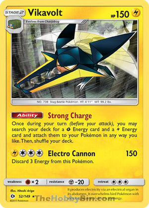 0052 Vikavolt Holo Rare Sun & Moon Base Set