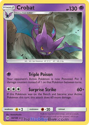 0056 Crobat Holo Rare Sun & Moon Base Set