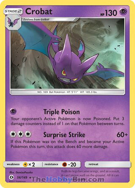 Crobat Sun & Moon Holo Rare #56/149