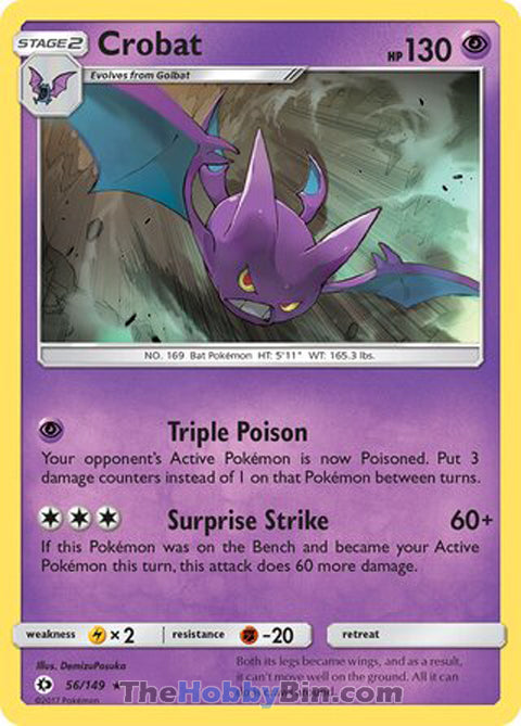 Crobat #56/149 Holo Rare - Sun & Moon Base Set Pokemon card