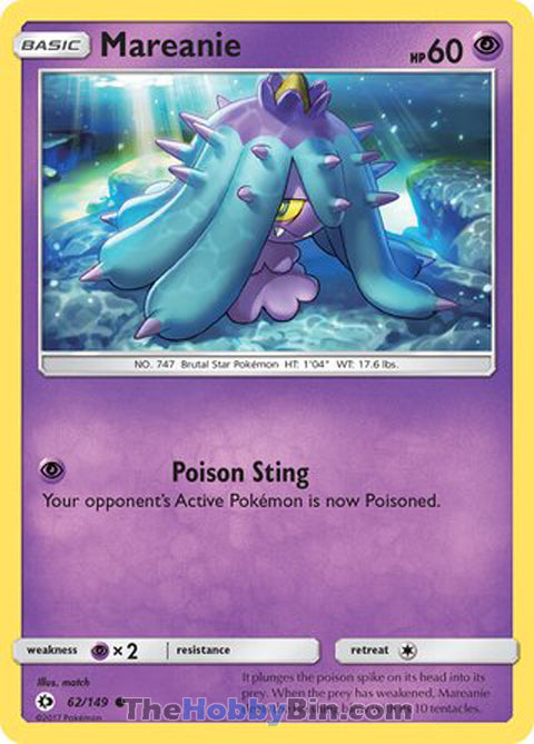 Mareanie #62/149 Common - Sun & Moon Base Set Pokemon card