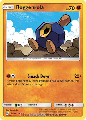 0069 Roggenrola Common Sun & Moon Base Set