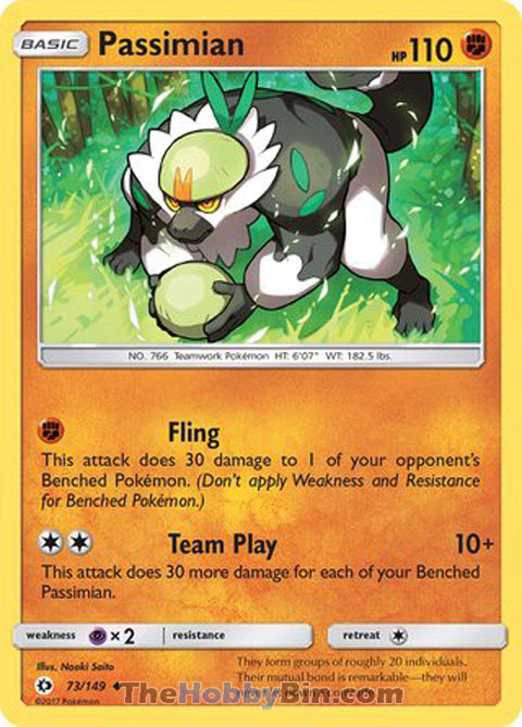 Passimian #73/149 Uncommon - Sun & Moon Base Set Pokemon card
