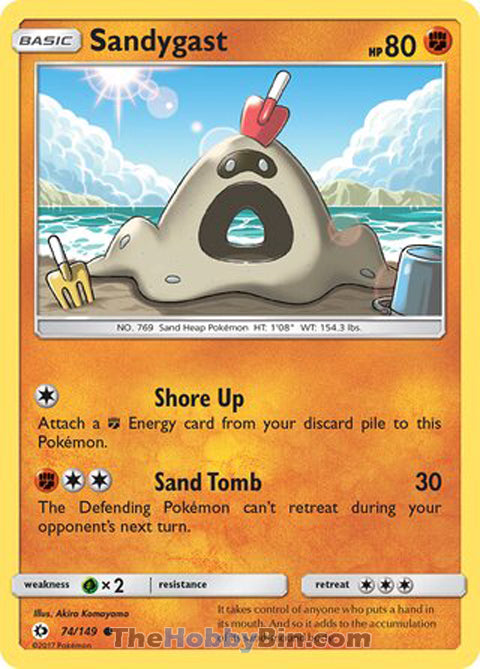 Sandygast #74/149 Common - Sun & Moon Base Set Pokemon card