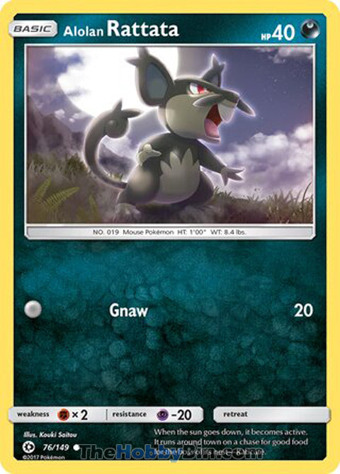 Alolan Rattata #76/149 Common - Sun & Moon Base Set Pokemon card