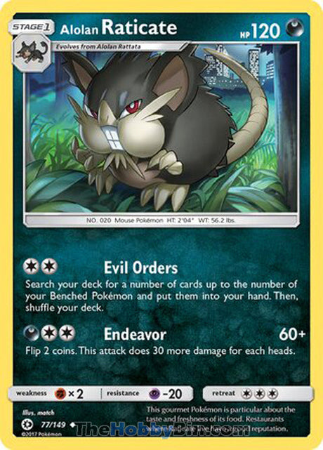 Alolan Raticate Sun & Moon Uncommon #77/149