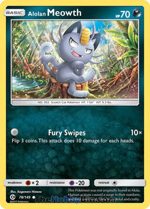 0078 Alolan Meowth Common Sun & Moon Base Set
