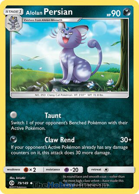 Alolan Persian #79/149 Uncommon - Sun & Moon Base Set Pokemon card