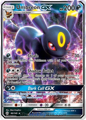 0080 Umbreon GX Ultra Rare Sun & Moon Base Set