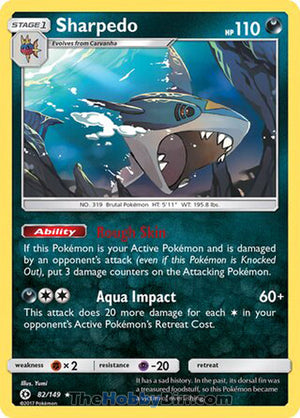 0082 Sharpedo Holo Rare Sun & Moon Base Set
