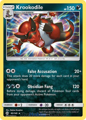 0085 Krookodile Holo Rare Sun & Moon Base Set