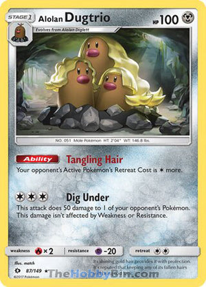 0087 Alolan Dugtrio Holo Rare Sun & Moon Base Set