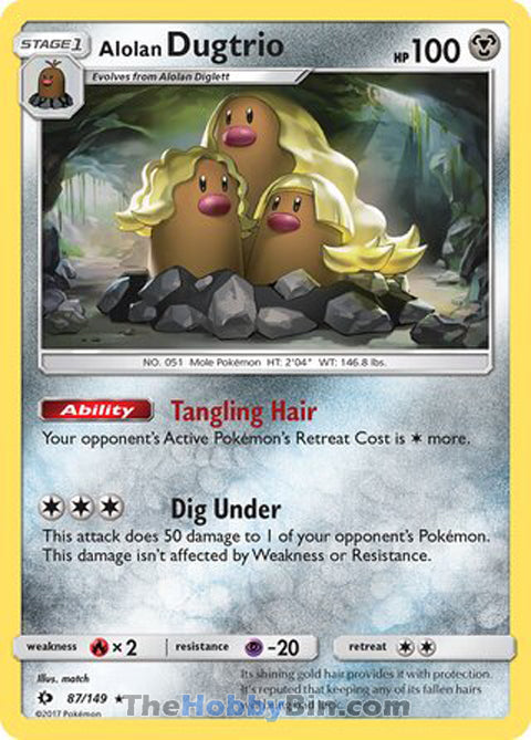 Alolan Dugtrio #87/149 Holo Rare - Sun & Moon Base Set Pokemon card