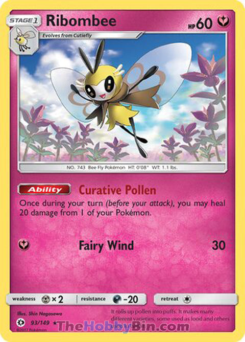 Ribombee Sun & Moon Holo Rare #93/149