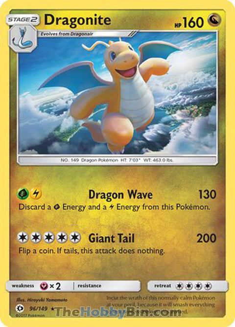 Dragonite #96/149 Holo Rare - Sun & Moon Base Set Pokemon card