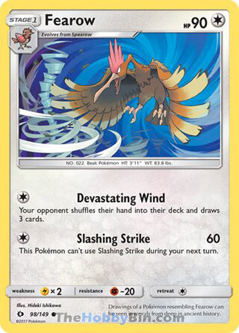 Fearow #98/149 Common - Sun & Moon Base Set Pokemon card