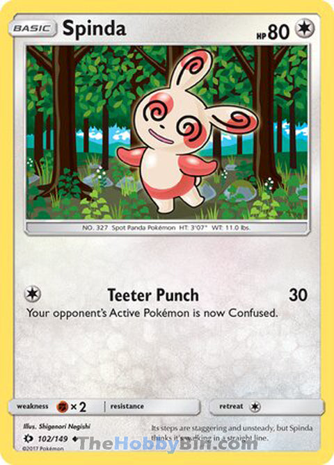 Spinda #102/149 Uncommon - Sun & Moon Base Set Pokemon card