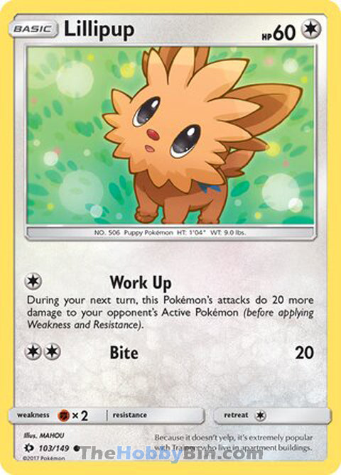 Lillipup #103/149 Common - Sun & Moon Base Set Pokemon card