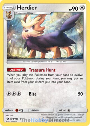 0104 Herdier Uncommon Sun & Moon Base Set